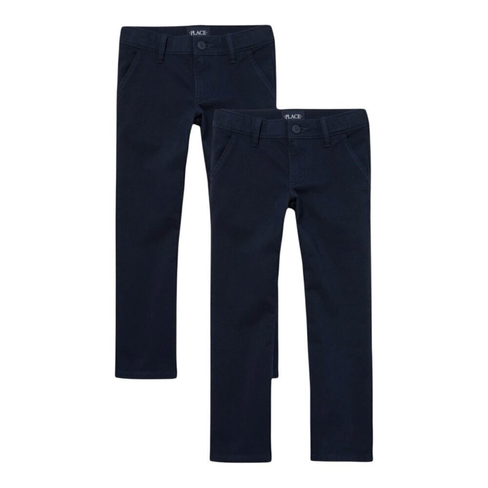 The Children's Place Girls Uniform Chino Pants 18 Blue Bootcut Stretch NWT 2 PAC
